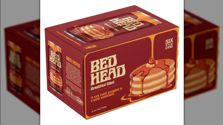 A six pack of Bed Head Breakfast Stout beer