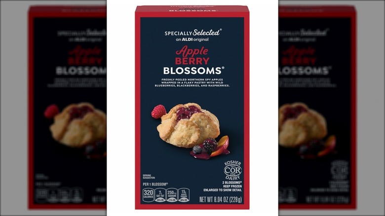 A box of Aldi's Specially Selected Apple Berry Blossoms dessert