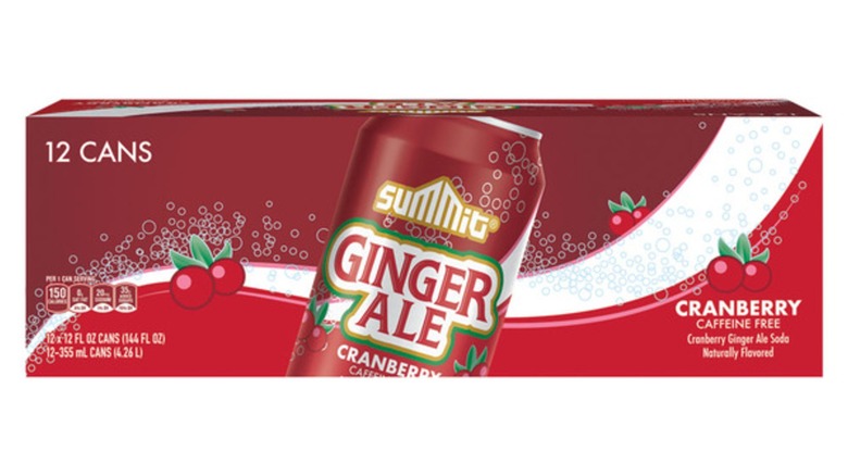 A 12 pack of Summit Ginger Ale with cranberry flavor