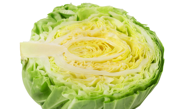 a halved head of cabbage