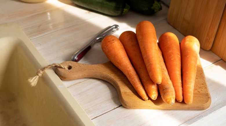 Carrots on a cutting board