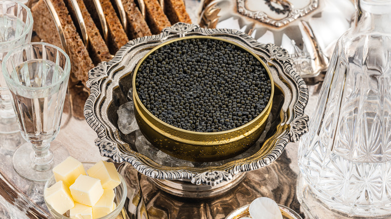 Tin of black caviar