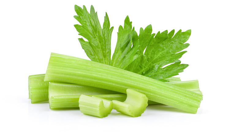 Celery sticks and leaves