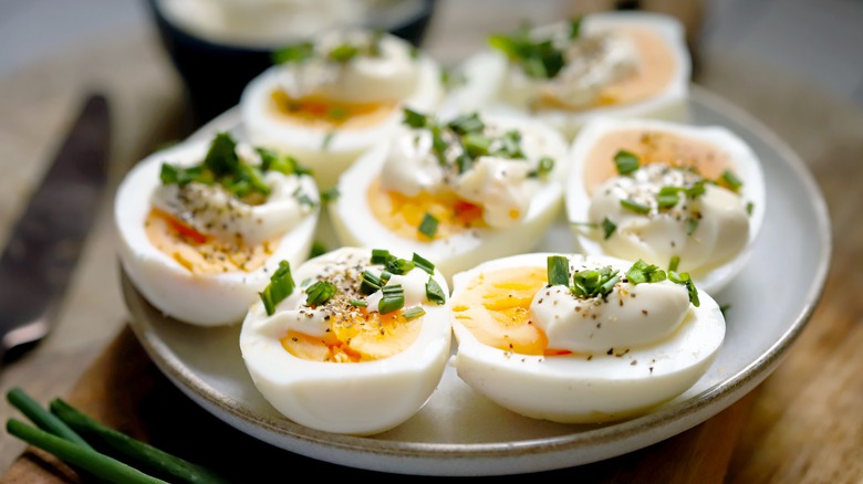 Plate of deviled eggs