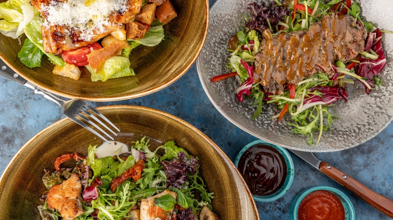 three kinds of salads