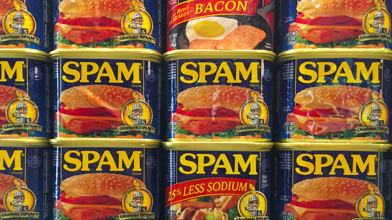 stacked spam cans