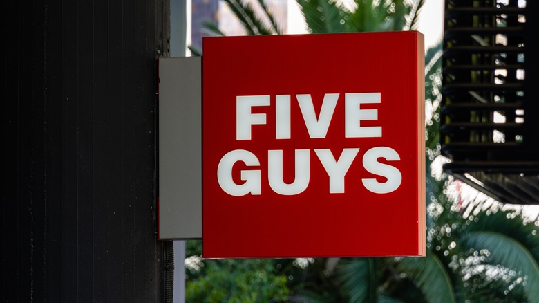 Five Guys America Restaurant Signage. Five Guys is an American fast casual restaurant chain