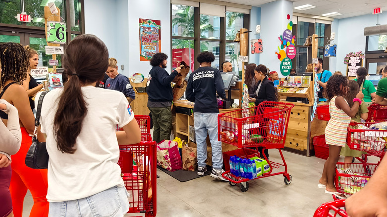Trader Joes customers in line
