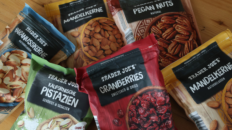 Bags of Trader Joe's snacks