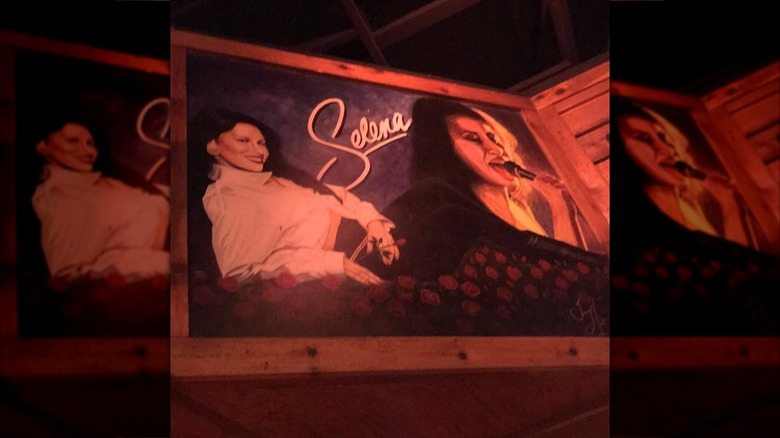 Mural of Selena on wall at Texas Roadhouse