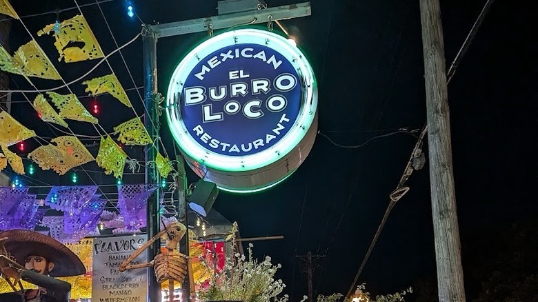 Colorful outdoor shot of El Burro Loco
