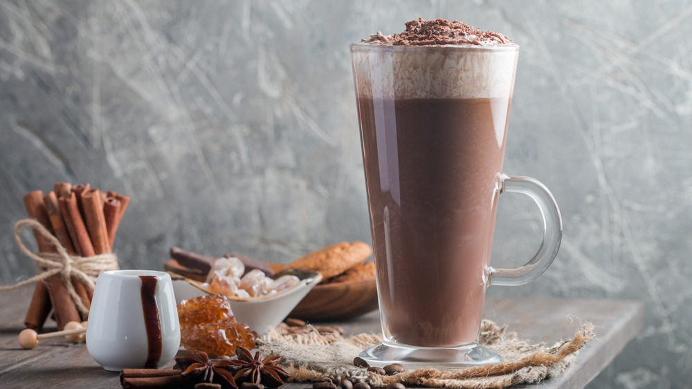 Fancy coffee latte with whipped cream