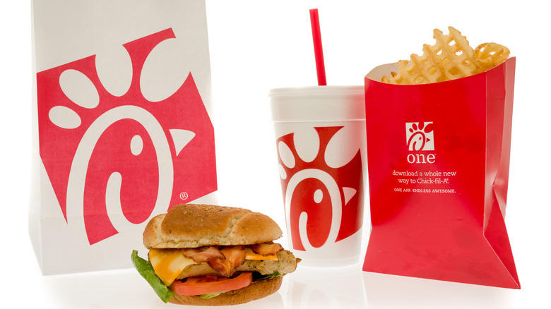 Chick-fil-A food and drink on white background
