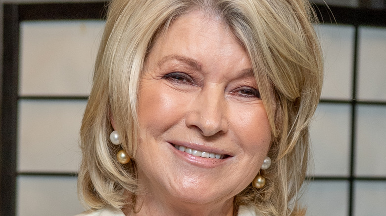 Martha Stewart wearing pearl earrings