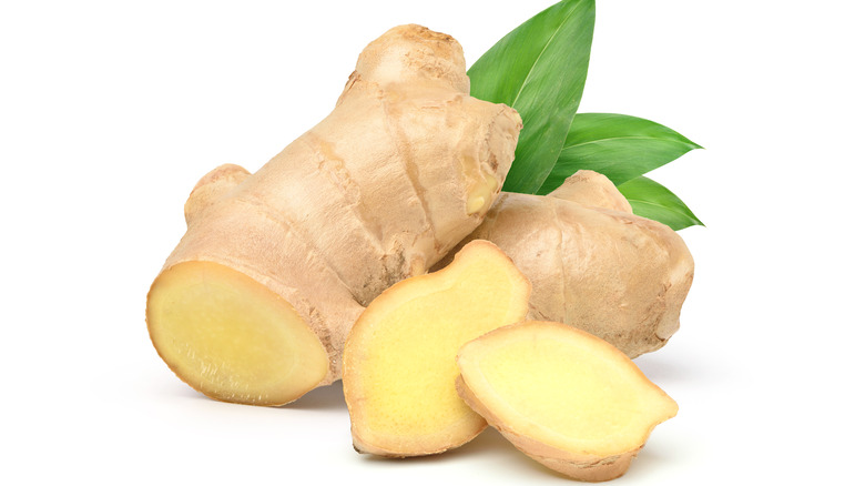 Slices of fresh ginger