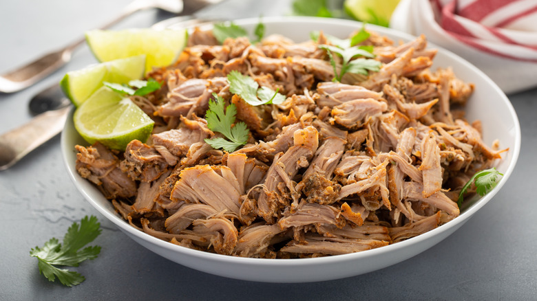 Bowl of pork carnitas