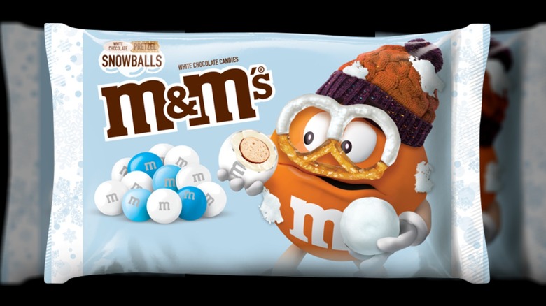 M&M White Chocolate Pretzel Snowballs package