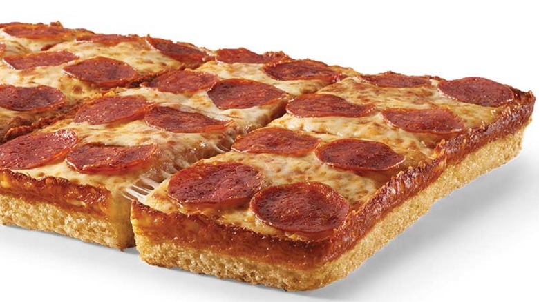 Pepperoni Detroit-style pizza
