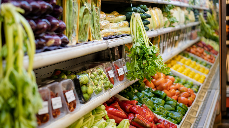 Produce section in grocery store