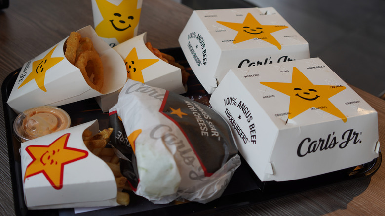 Carls Jr items on tray