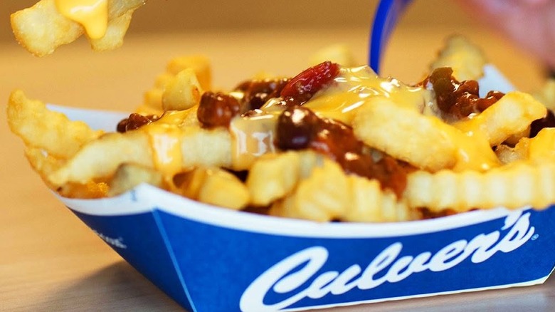 Container of Culver's chili cheese fries