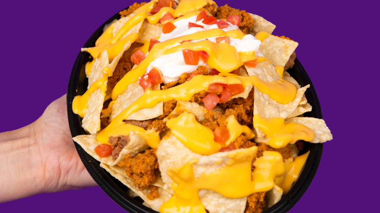Taco Bell nachos with cheese sauce