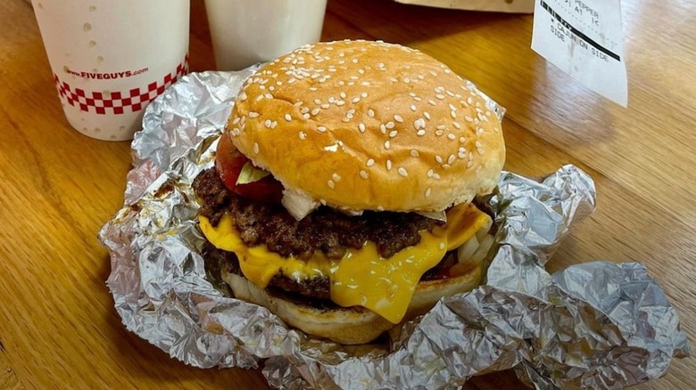 Five Guys double cheeseburger