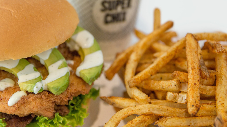 Sandwich and fries from Super Chix