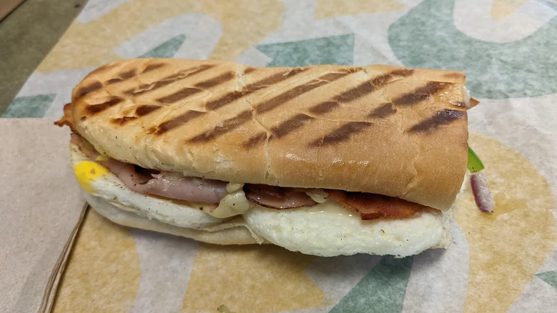 Subway Breakfast Sandwich Sub with egg, ham, and bacon