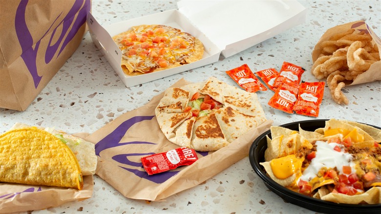 An assortment of food items from Taco Bell