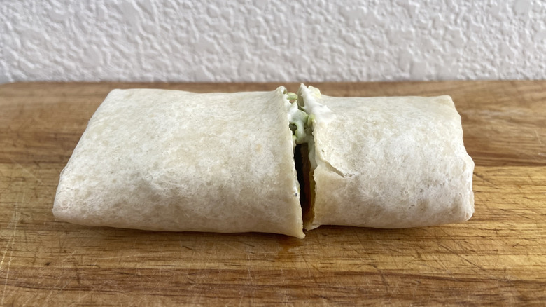 Ranch Chicken Wrap on cutting board