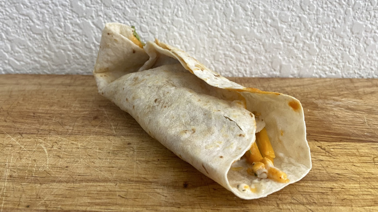 Spicy Grilled Jack Wrap on cutting board