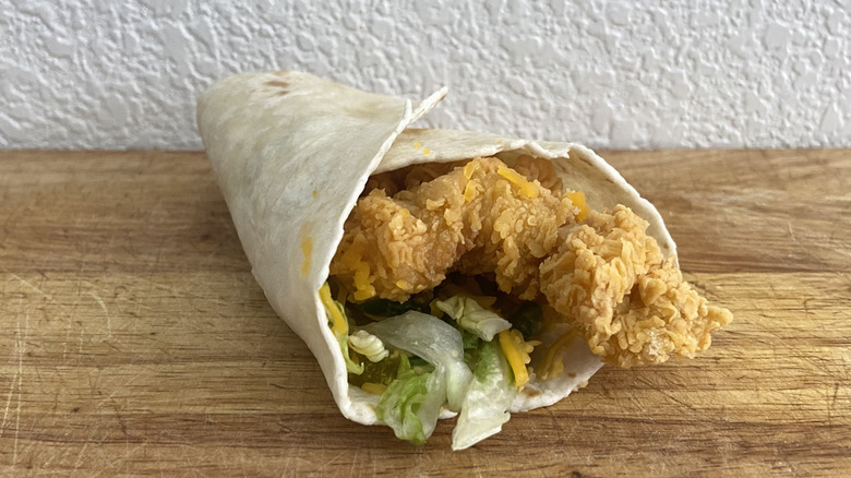 Honey Mustard Chicken Wrap on cutting board