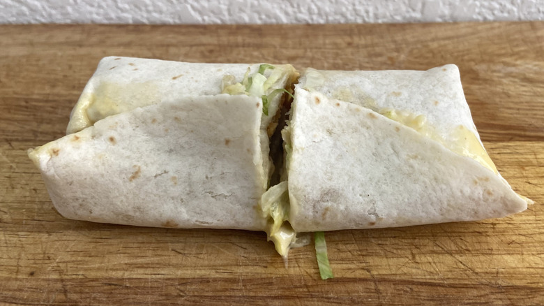 Honey Mustard Chicken Wrap on cutting board