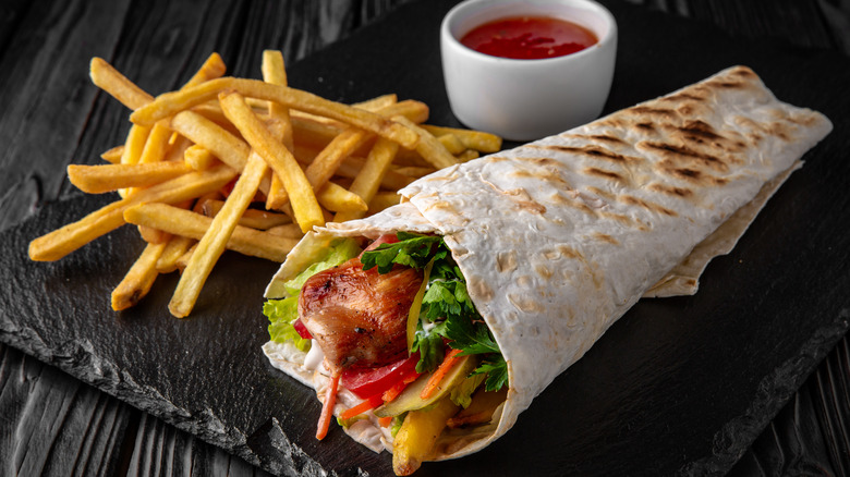 chicken sandwich wrap and fries