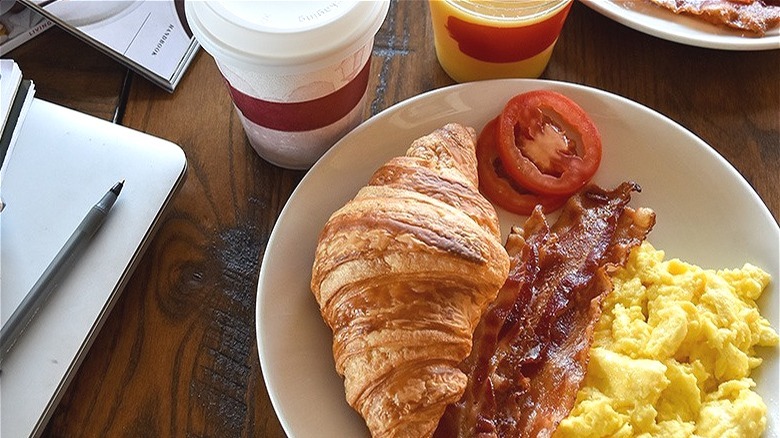 French breakfast with croissant