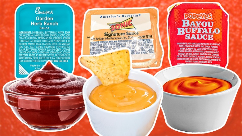 Multiple packs of dipping sauce