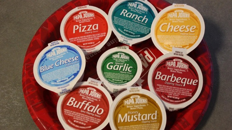 Papa Johns sauces on a plate