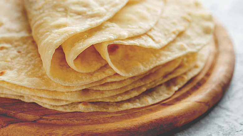 stack of folded and flat tortillas
