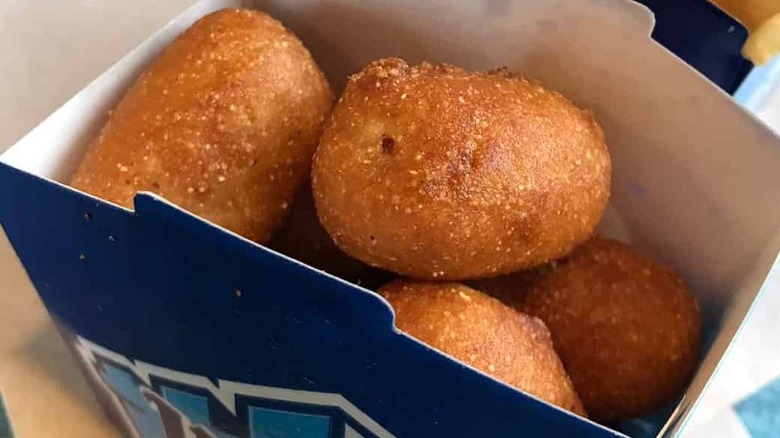 Corn dog nibblers in container
