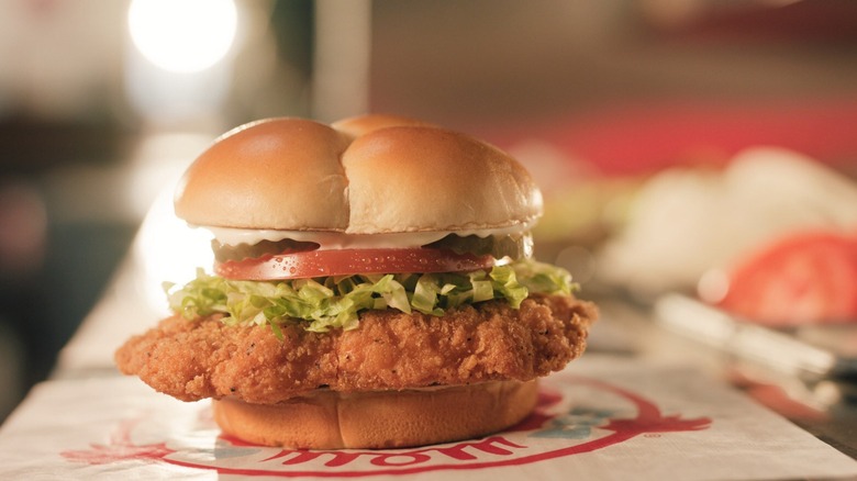 A spicy chicken sandwich from Wendy's.