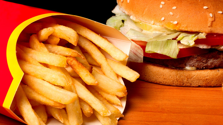 fast food burger and fries