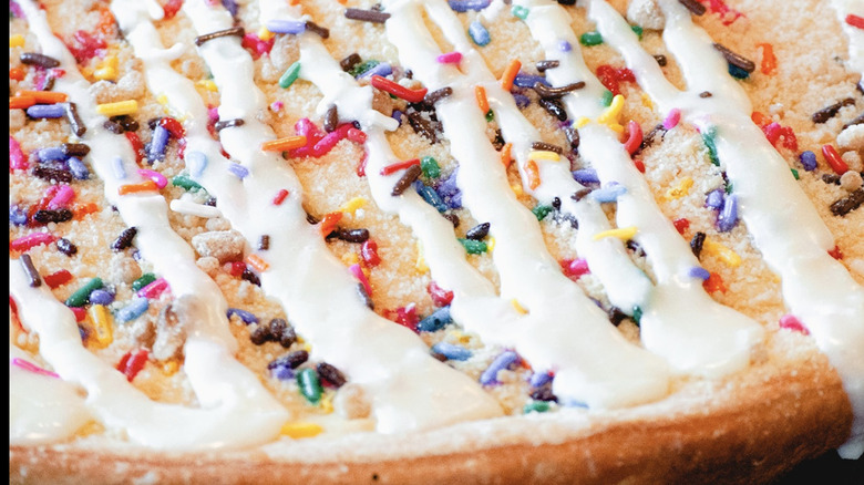 Closeup of Happy Joe's Birthday Cake Pizza