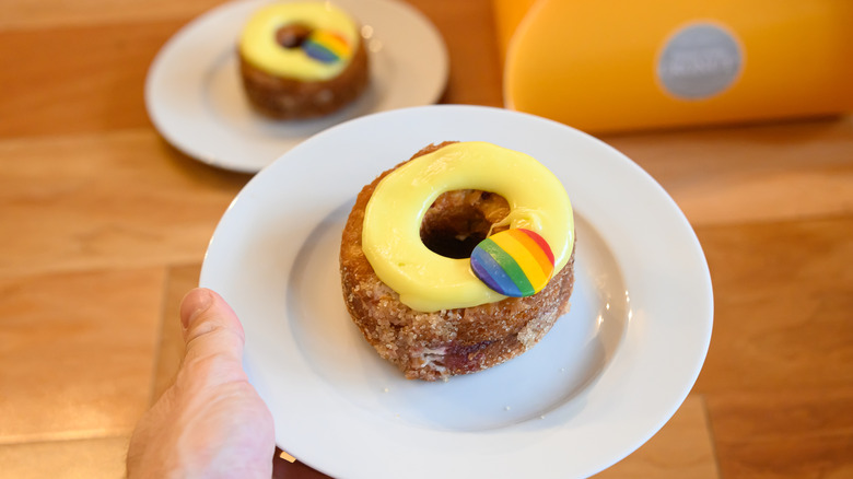 doughnut from Dominique Ansel Bakery commemorating 50th Pride March anniversary