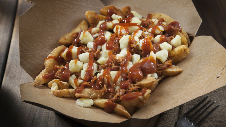 Poutine in cardboard container