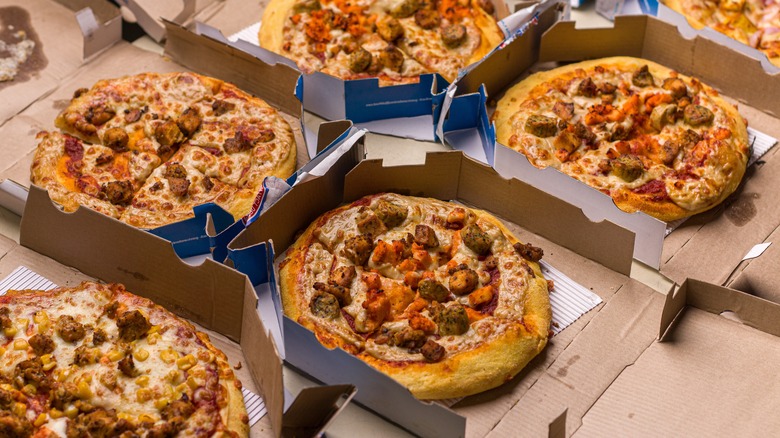 Domino's pizzas in boxes