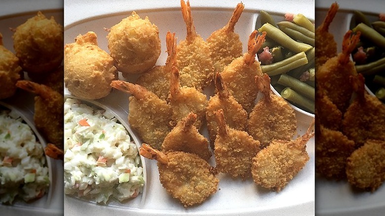Breaded shrimp with sides