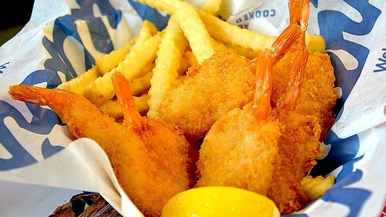 Fast food shrimp and fries