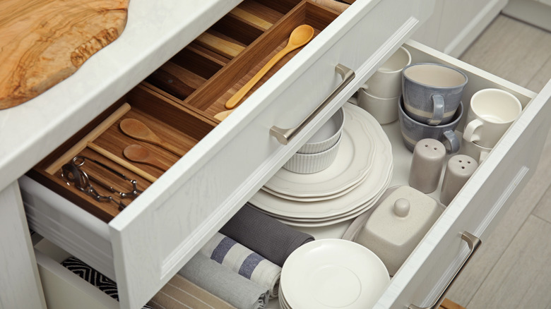 Open kitchen drawers