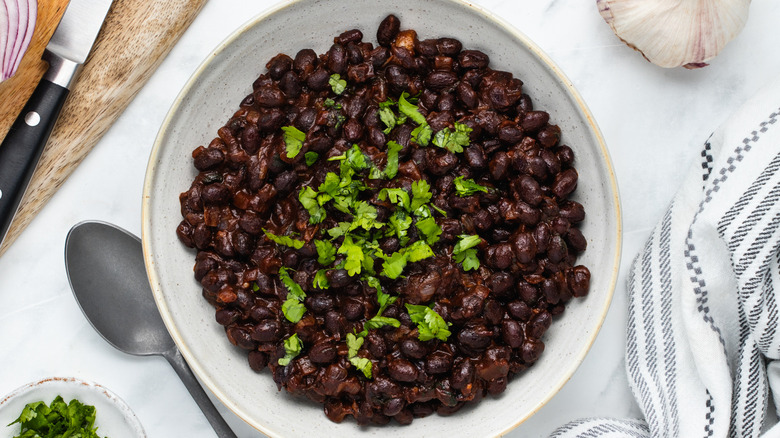 black beans with cilantro